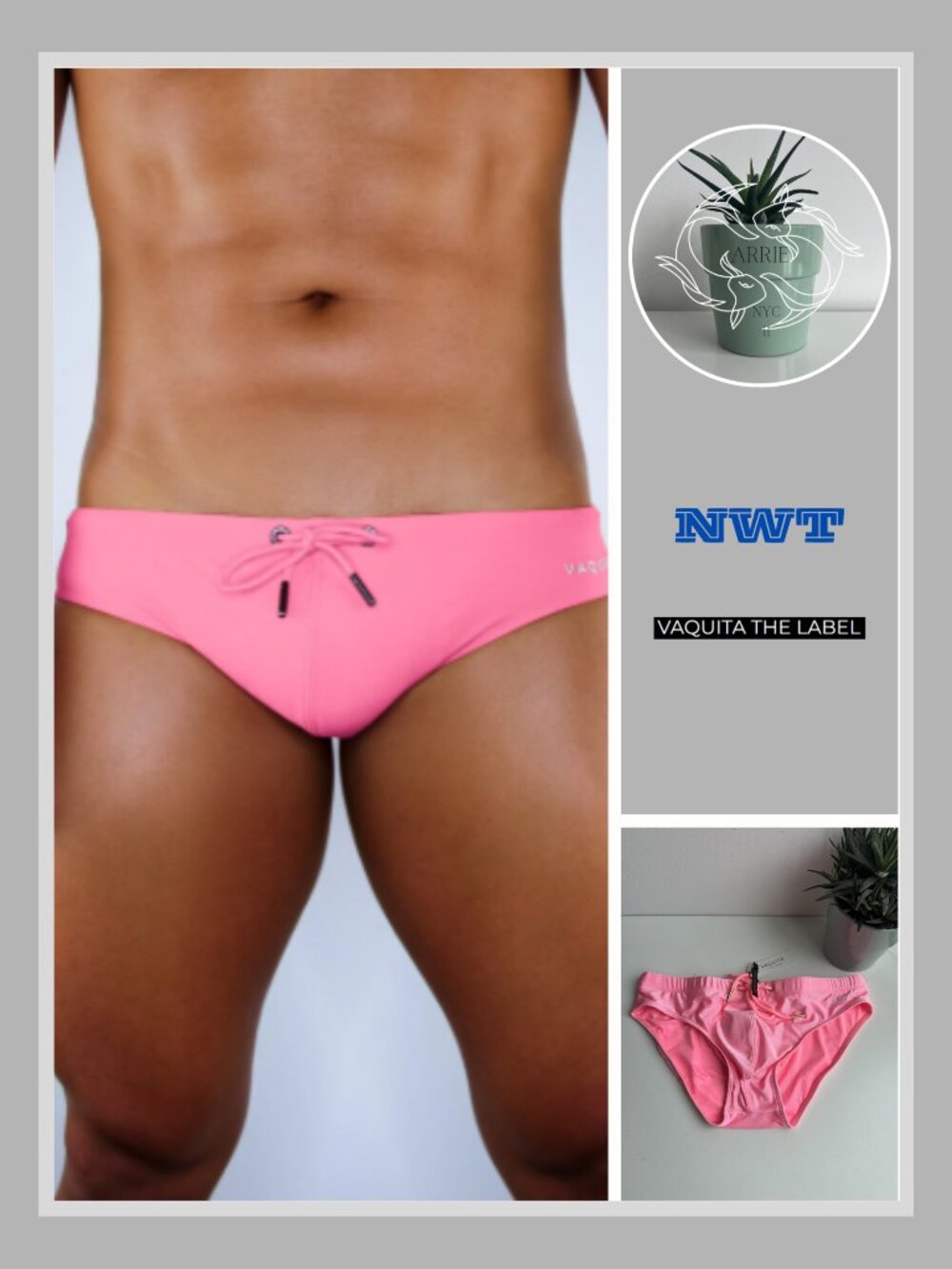 Vaquita The Label - Enhancing Swim Brief - Pink (M)